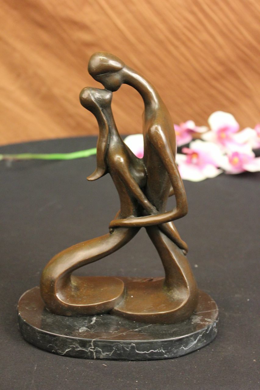 Bronze Lovers Couple Dancing Drum Music Modern Art Noveau Sculpture Statue Decor