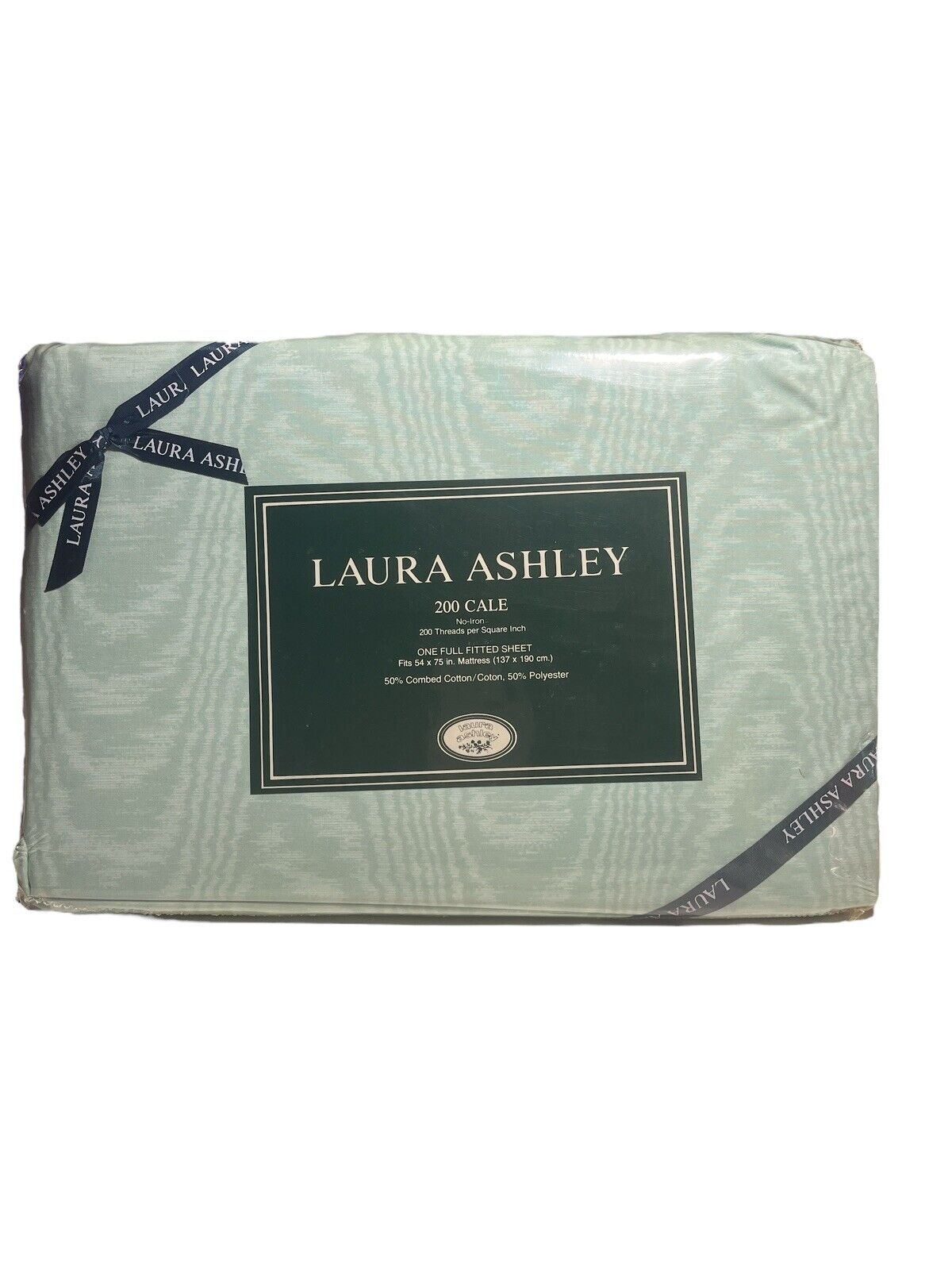 Vtg Laura Ashley Home Salon Light Green Full Fitted 200 Cale Sheet