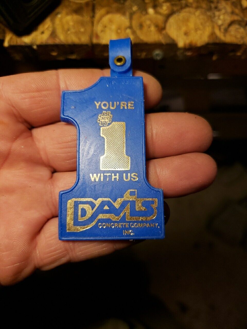 Vtg You're #1 Davis Concrete Plastic Advertising Keychain - WISE MADE IN USA