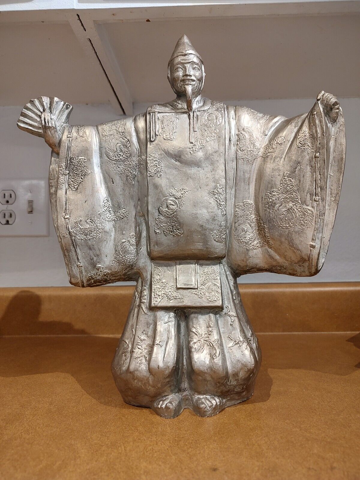  Old Japanese Noh Takaoka  Figure OKINA Dancer Tsushim Silver Resin 1981 Rare