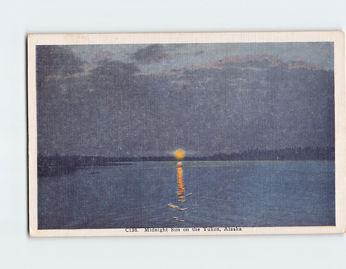Postcard Midnight Sun on the Yukon, Alaska