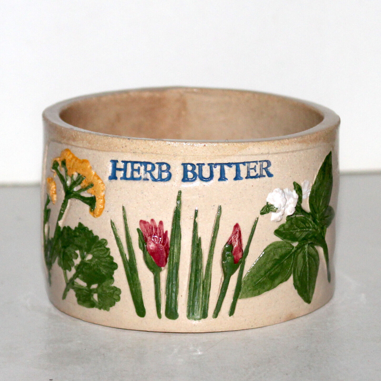 Herb Butter pot crock container Monika Calhoun Herbs in Clay collection 1992