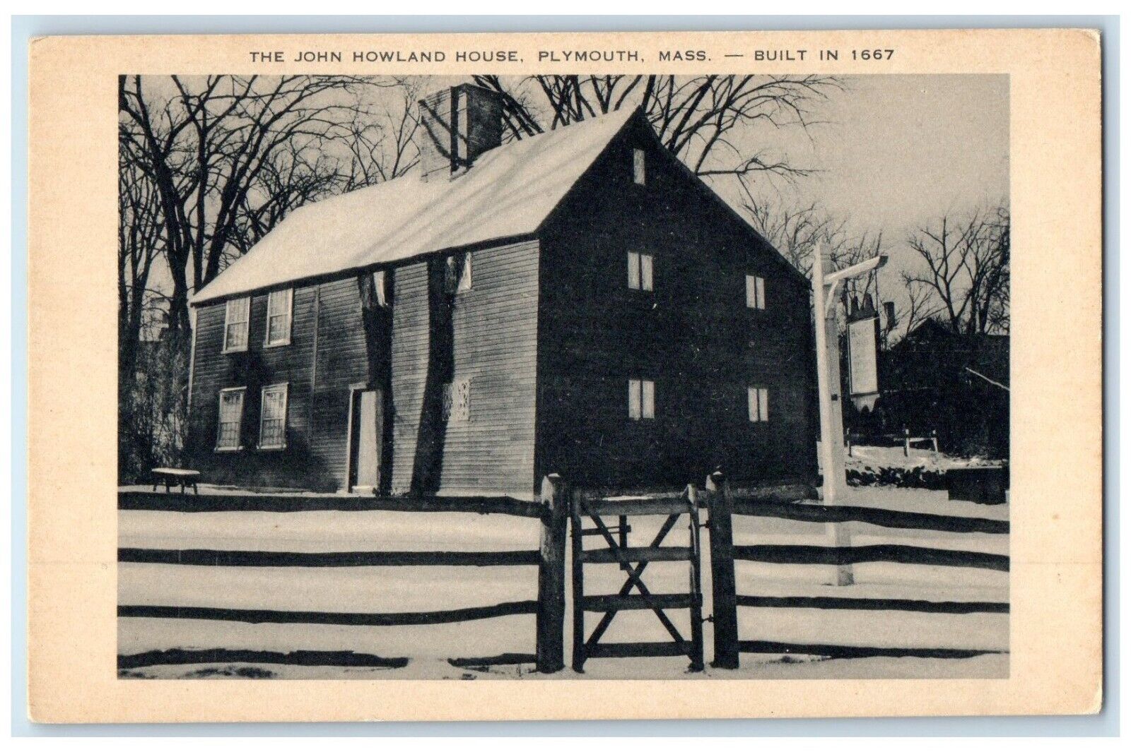 1940 John Howland House Building Plymouth Massachusetts Vintage Antique Postcard