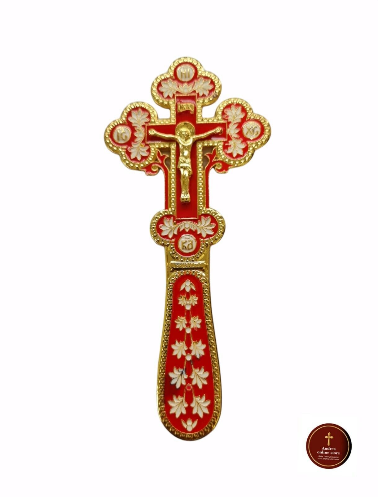 blessing cross for father size 20cm made from metal red colour both side