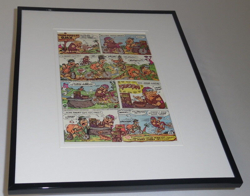 1988 Post Fruity & Cocoa Pebbles Framed 11x14 ORIGINAL Advertisement Flintstones