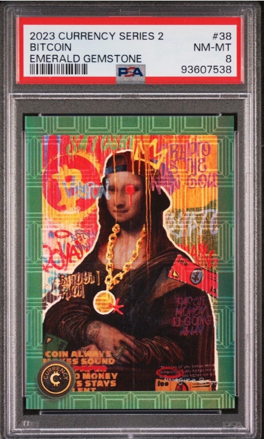 2023 Cardsmiths Currency Series 2 EMERALD 88/99 #38 PSA 8 Bitcoin Mona Lisa Card