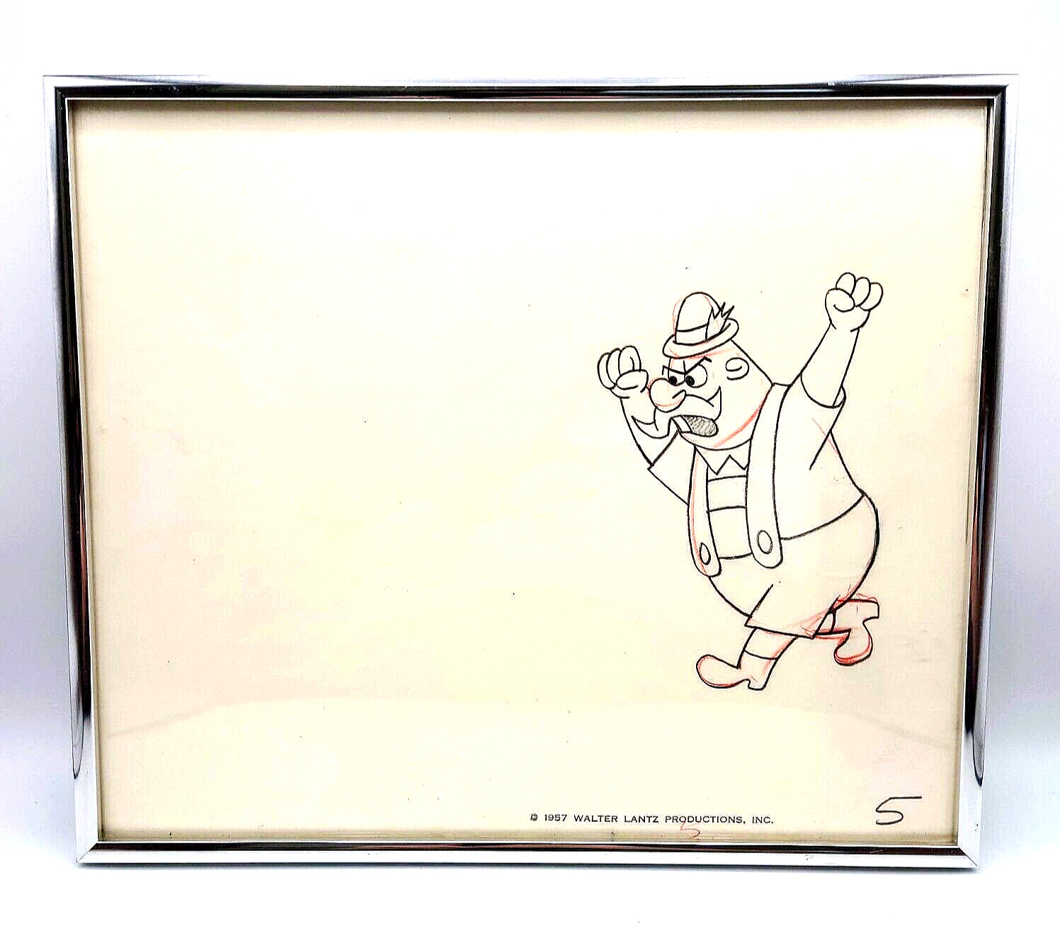 1957 Original Walter Lantz Framed Production Drawing Woody Wood Pecker Character