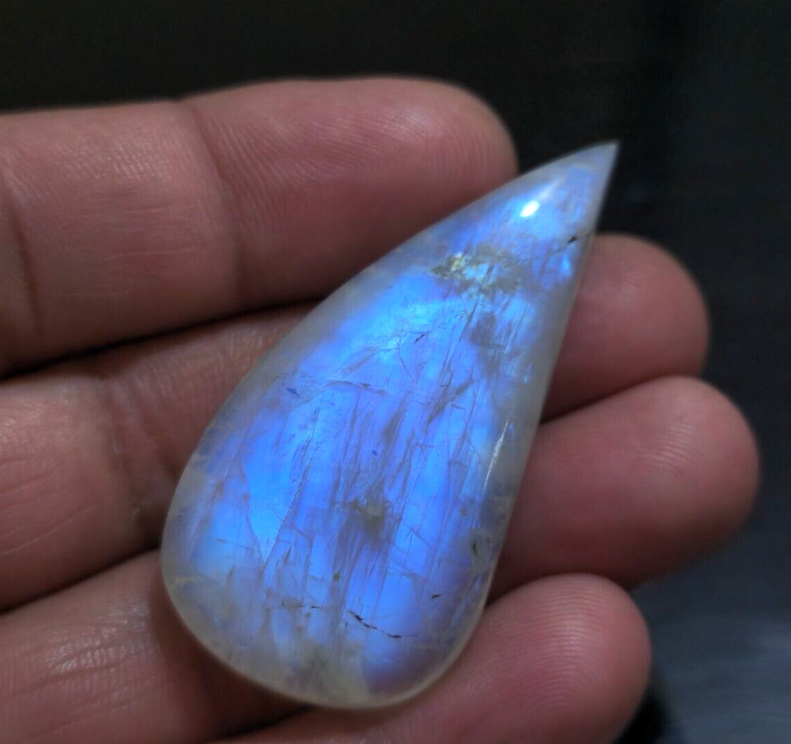 Top Quality Rainbow Moonstone Cabochon 52x26x10 mm Loose Gemstone For Jewelry