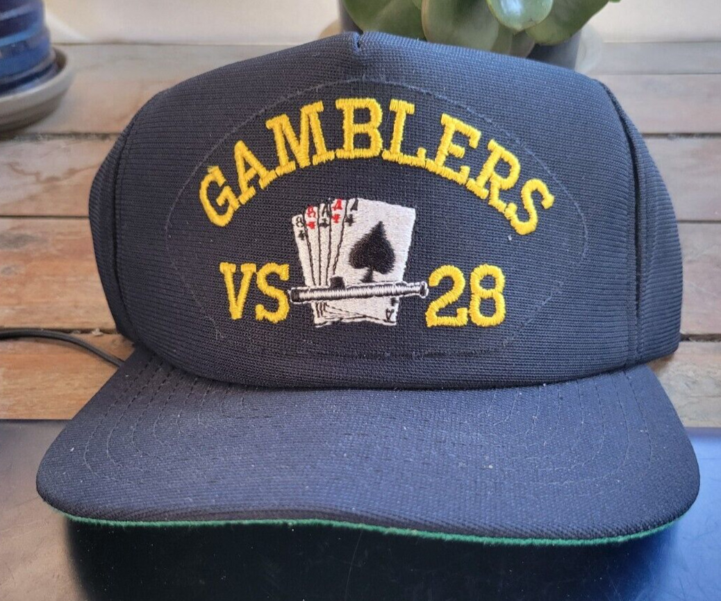 VINTAGE U.S. NAVY GAMBLERS VS 28 SNAPBACK TRUCKER BASEBALL CAP HAT