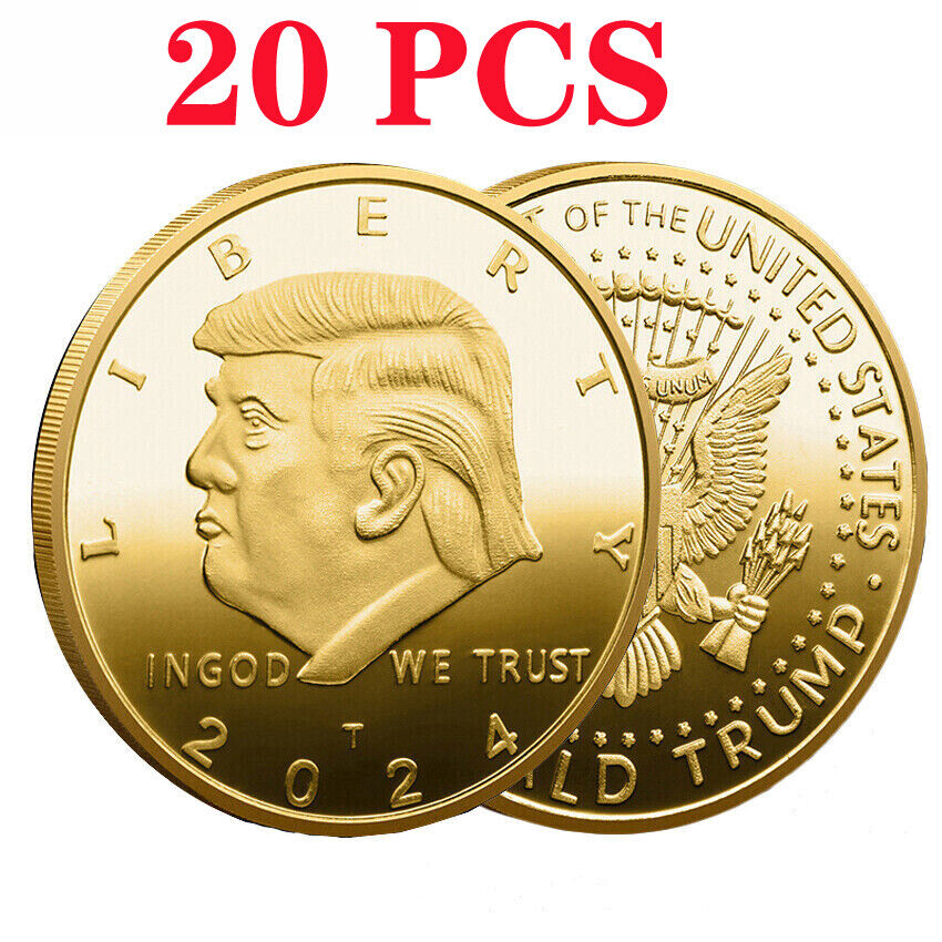 20PCS 2024 Donald Trump LIBERTY President Challenge Coin Great EAGLE Gold Plated