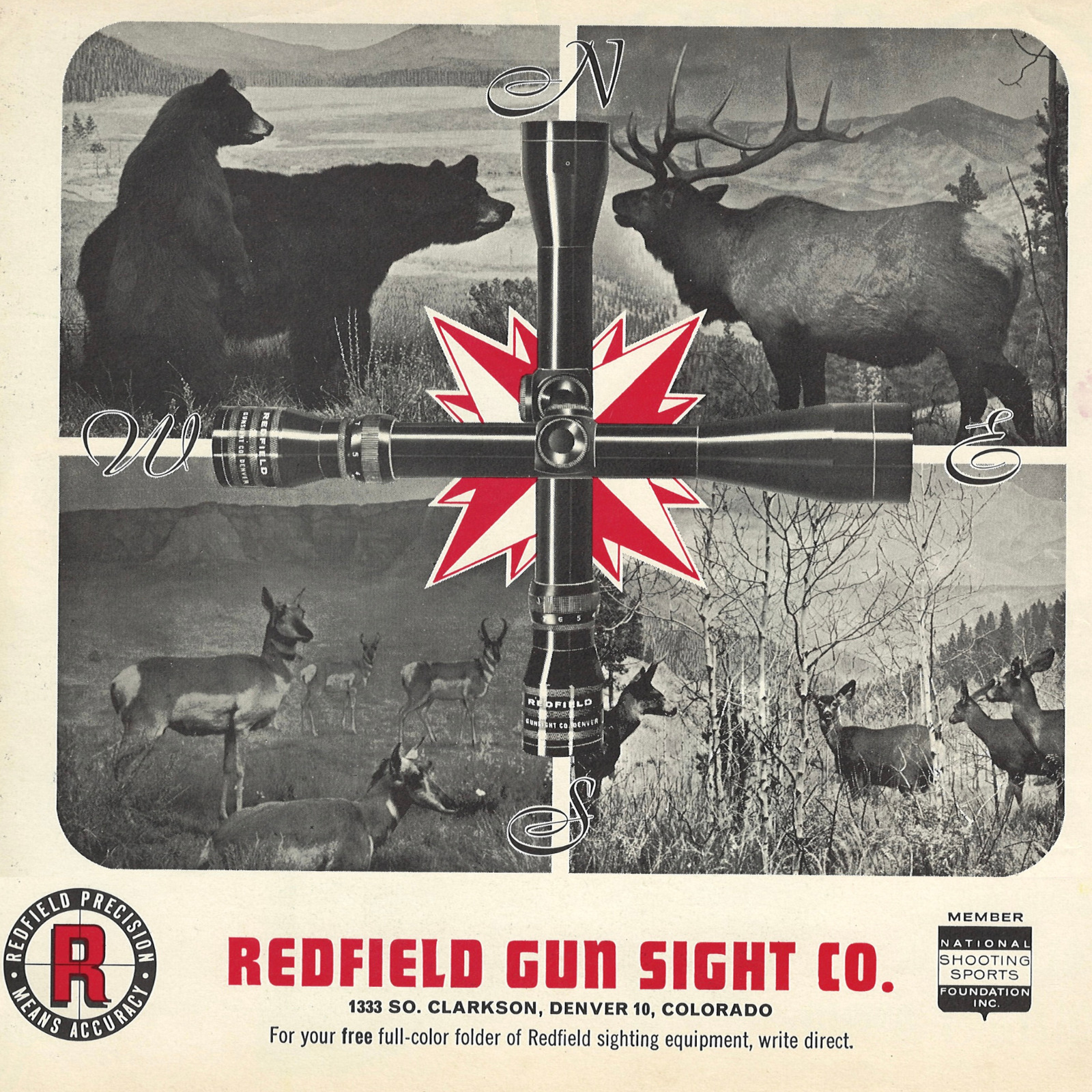 PRINT AD Redfield Gun Sight Co 1964 Denver Colorado Reticle Sighting Rifle Gun