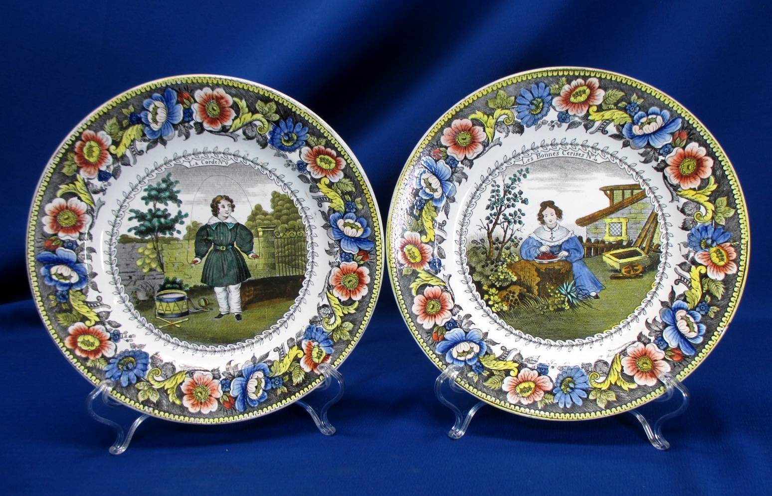 PAIR ANTIQUE FRENCH FAIENCE 8.25\