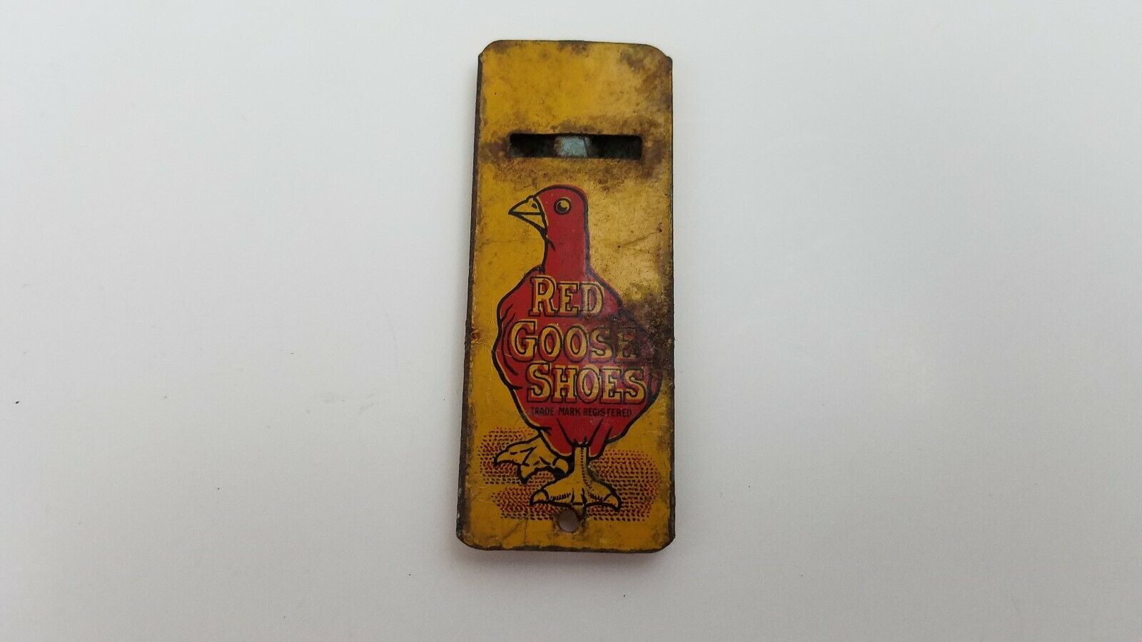 Red Goose Shoes Tin Whistle Doesn\'t Work BAD Display Vintage Advertising 1930s