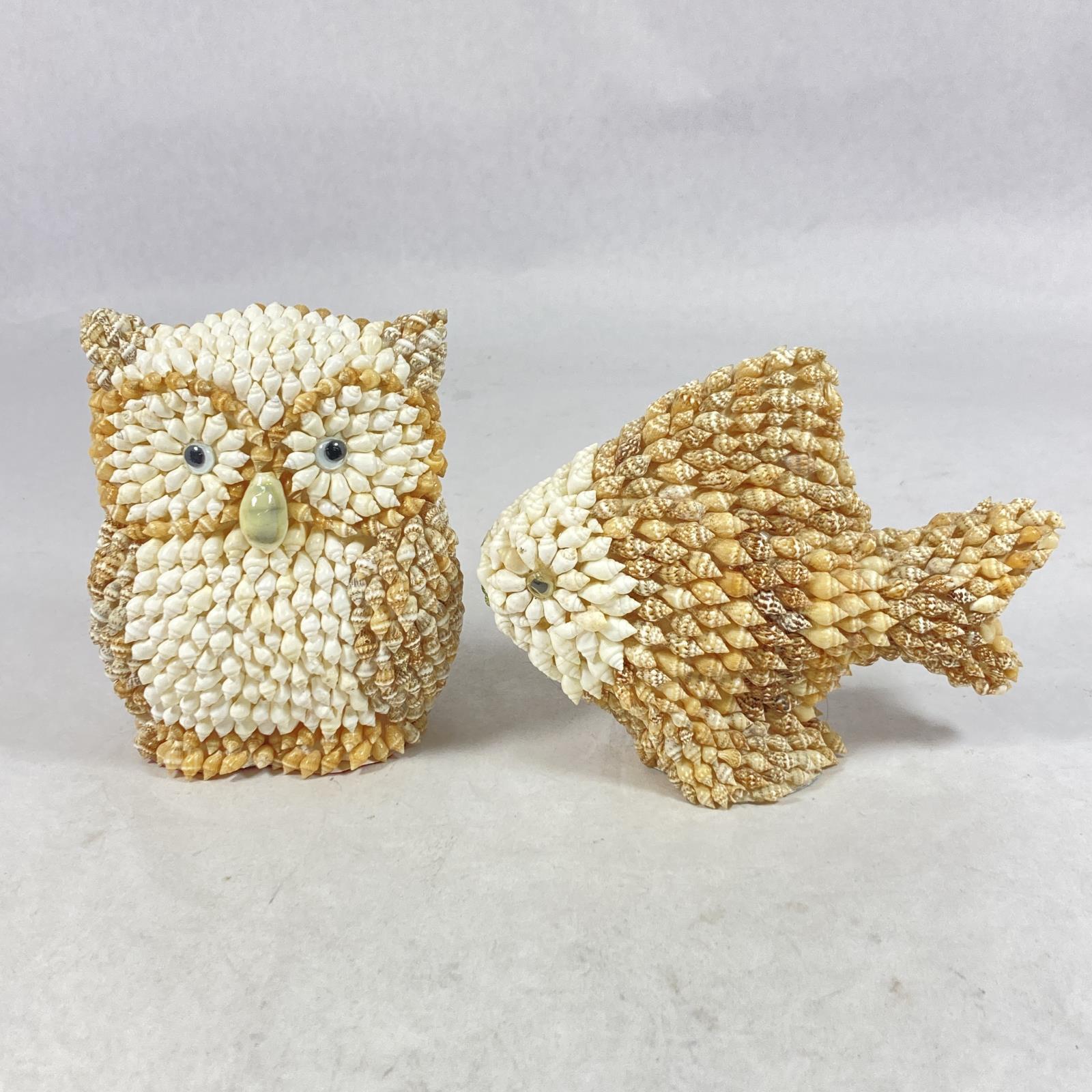 Vintage Nanco Nancy Sales Shell Owl And Fish Figurines