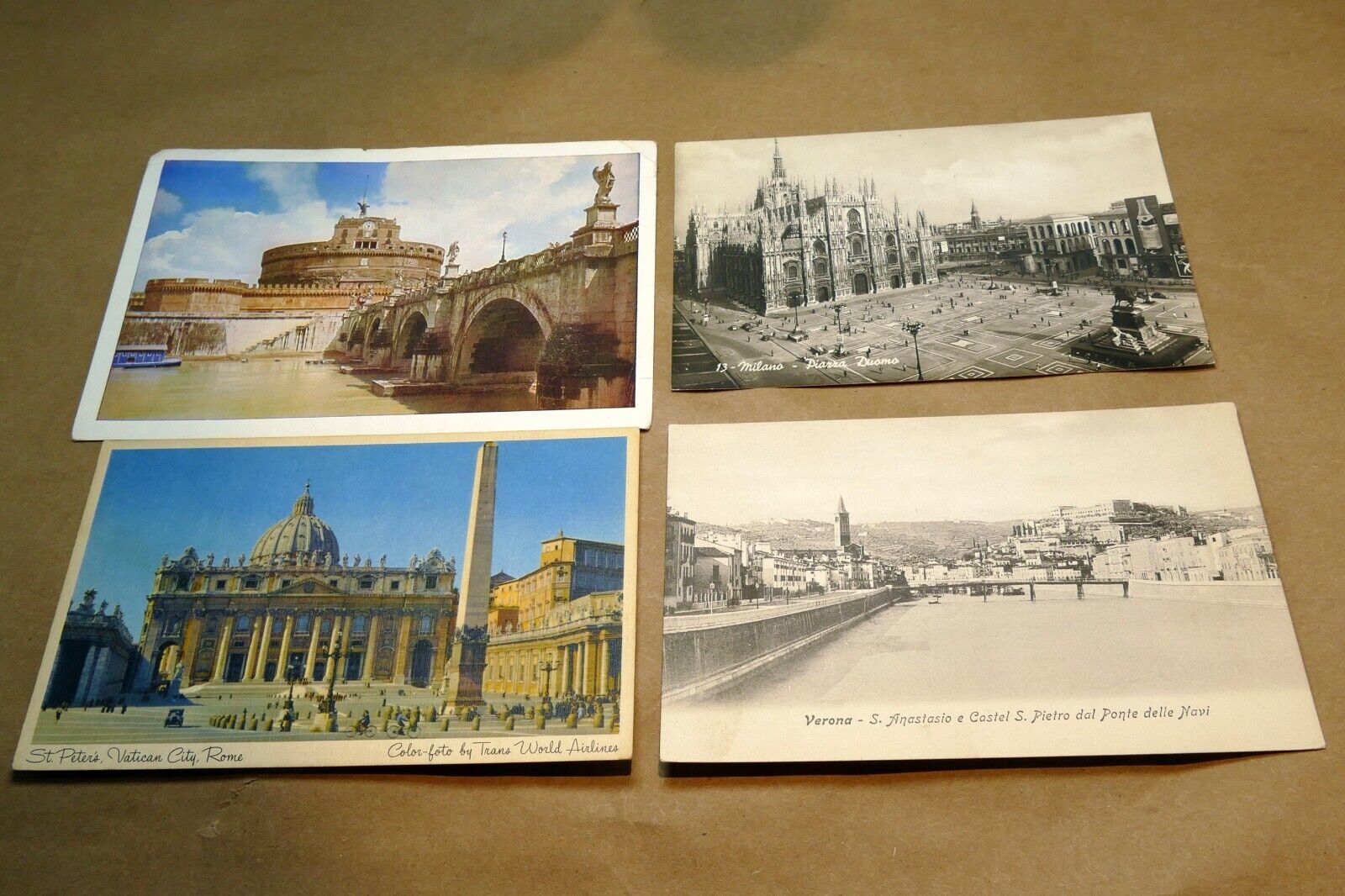 1930-50\'s Postcard unposted Italy set of 4 Vatican Milano Verona Roma lot
