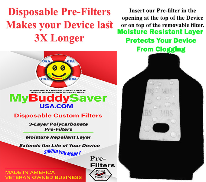 Smoke Buddy Mega Compatible Moisture Repellent Disposable Pre-Filters