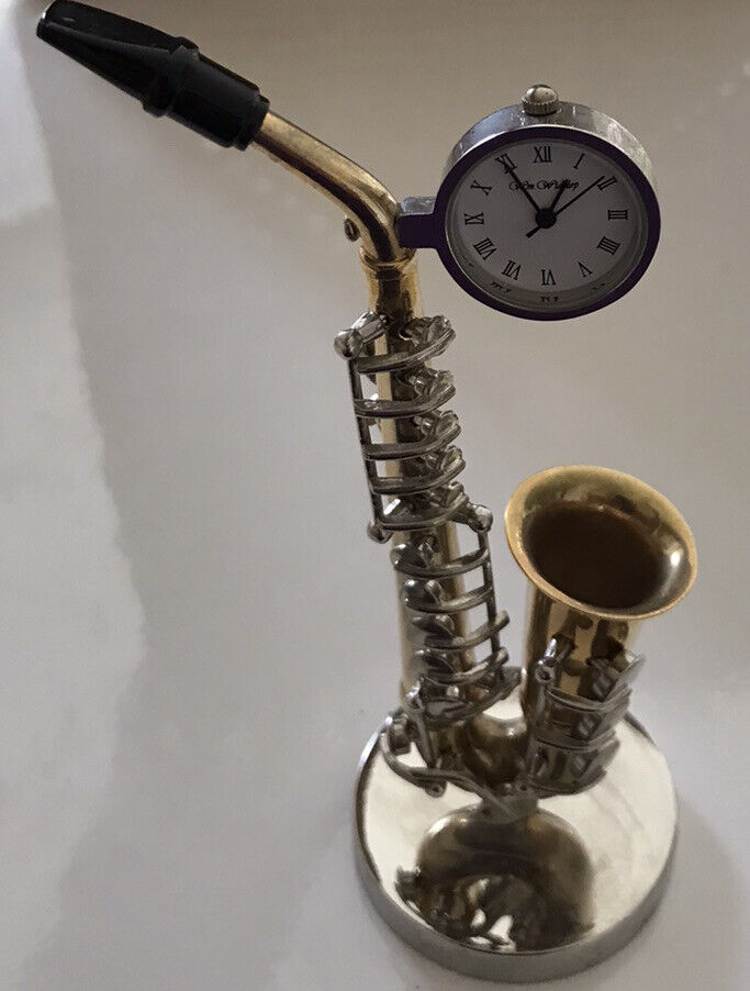 Saxophone - Novelty Miniature Clock - Good Working Order In Original Box