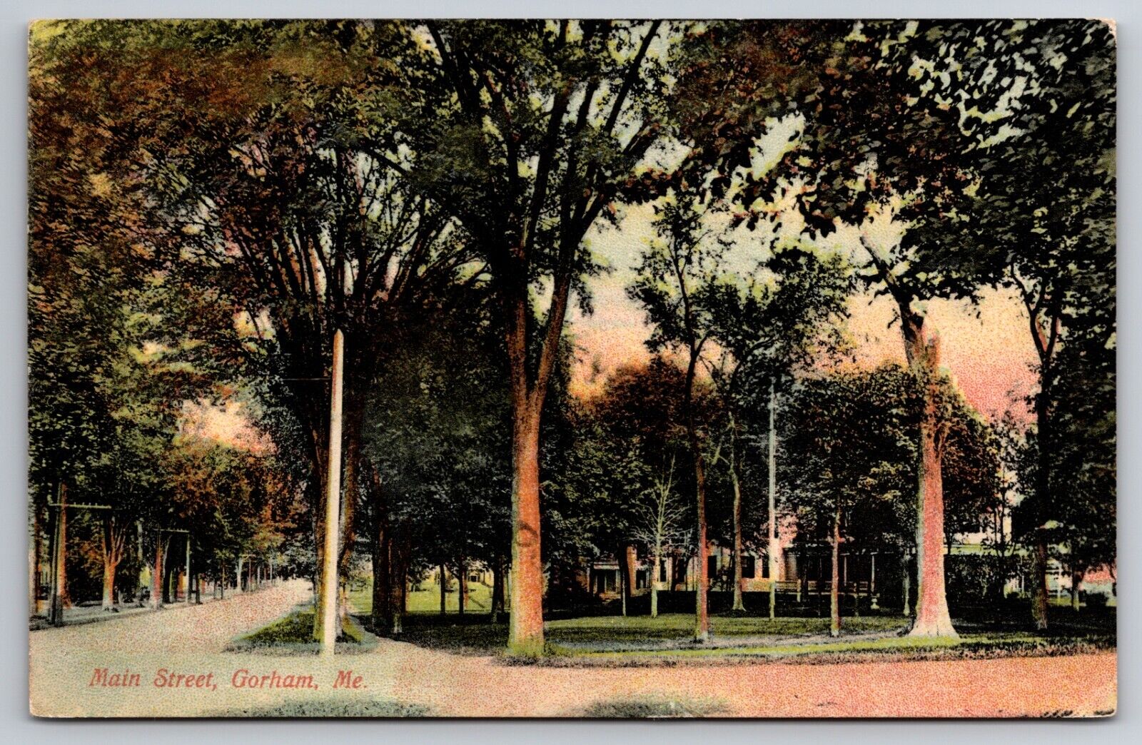 Main Street Gorham Maine ME 1908 Postcard
