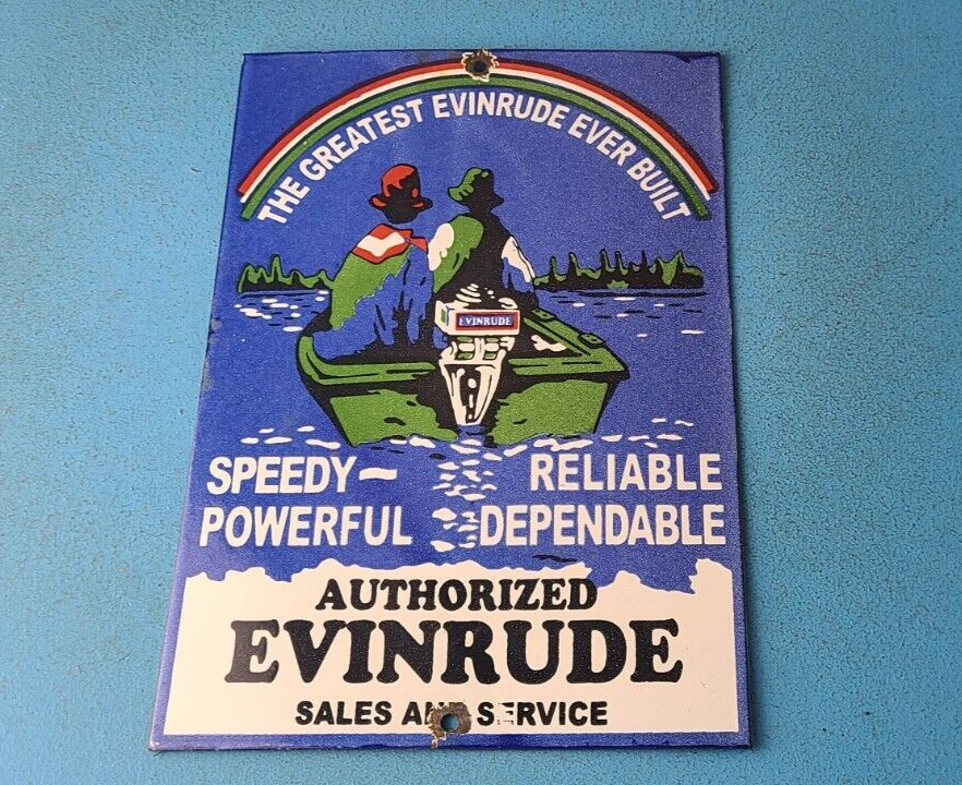 Vintage Evinrude Outboards Sign - Porcelain Marine Boating Fishing Gas Pump Sign