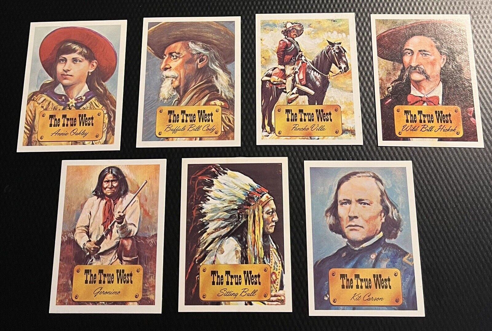 1977 Kellogg's The True West Hi-Grade 7-Card Lot w/ Sitting Bull Geronimo Pancho