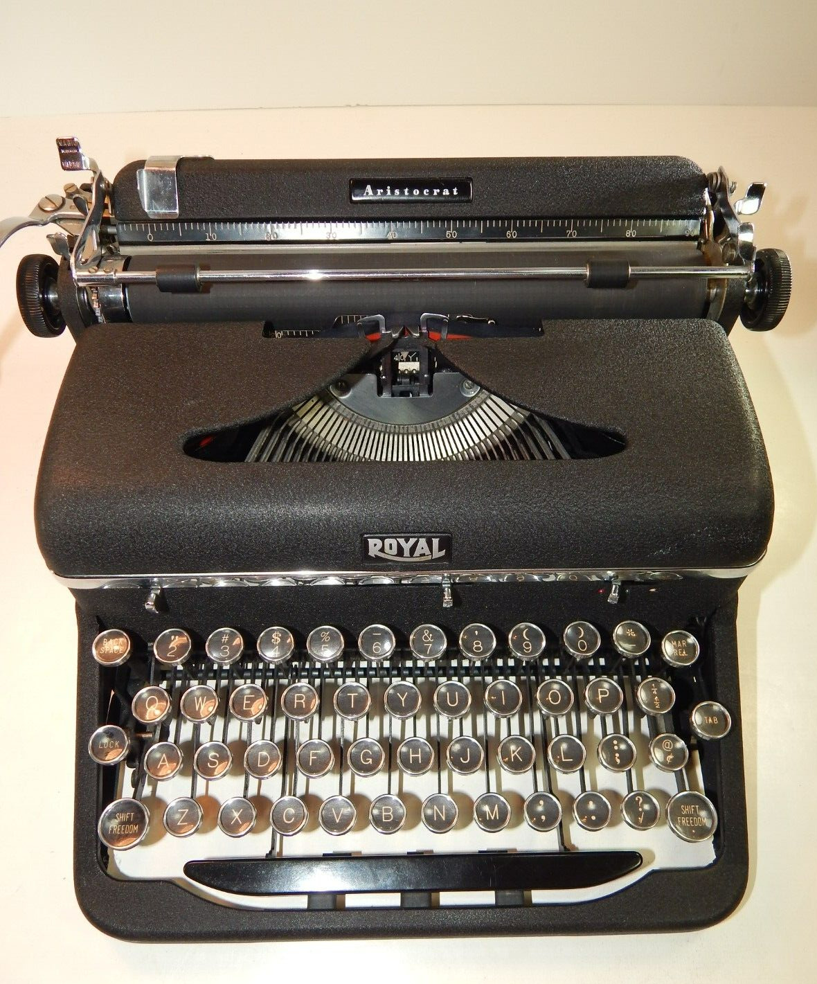 Antique 1930's Black Royal Aristocrat Manual Typewriter in Case ~Working ~ Bell