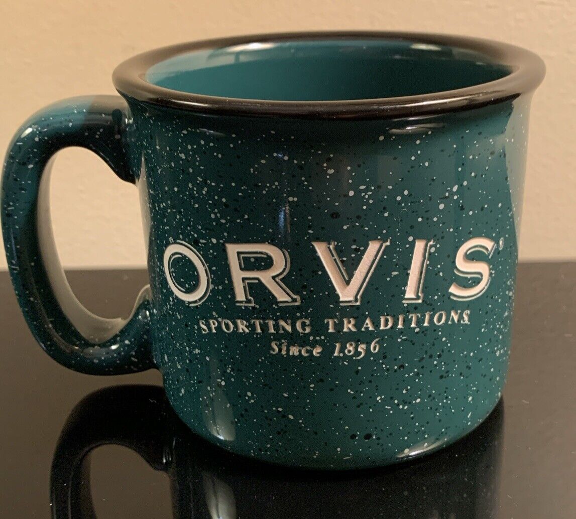 Orvis Green Black Ceramic Speckled Coffee Soup Mug