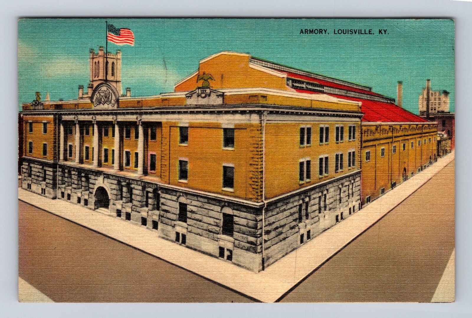Louisville KY-Kentucky, National Armory, Antique Vintage Souvenir Postcard