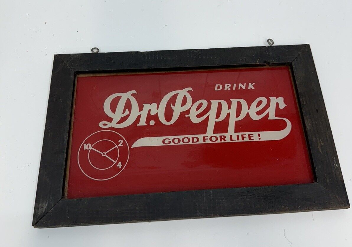 vintage framed dr pepper sign glass