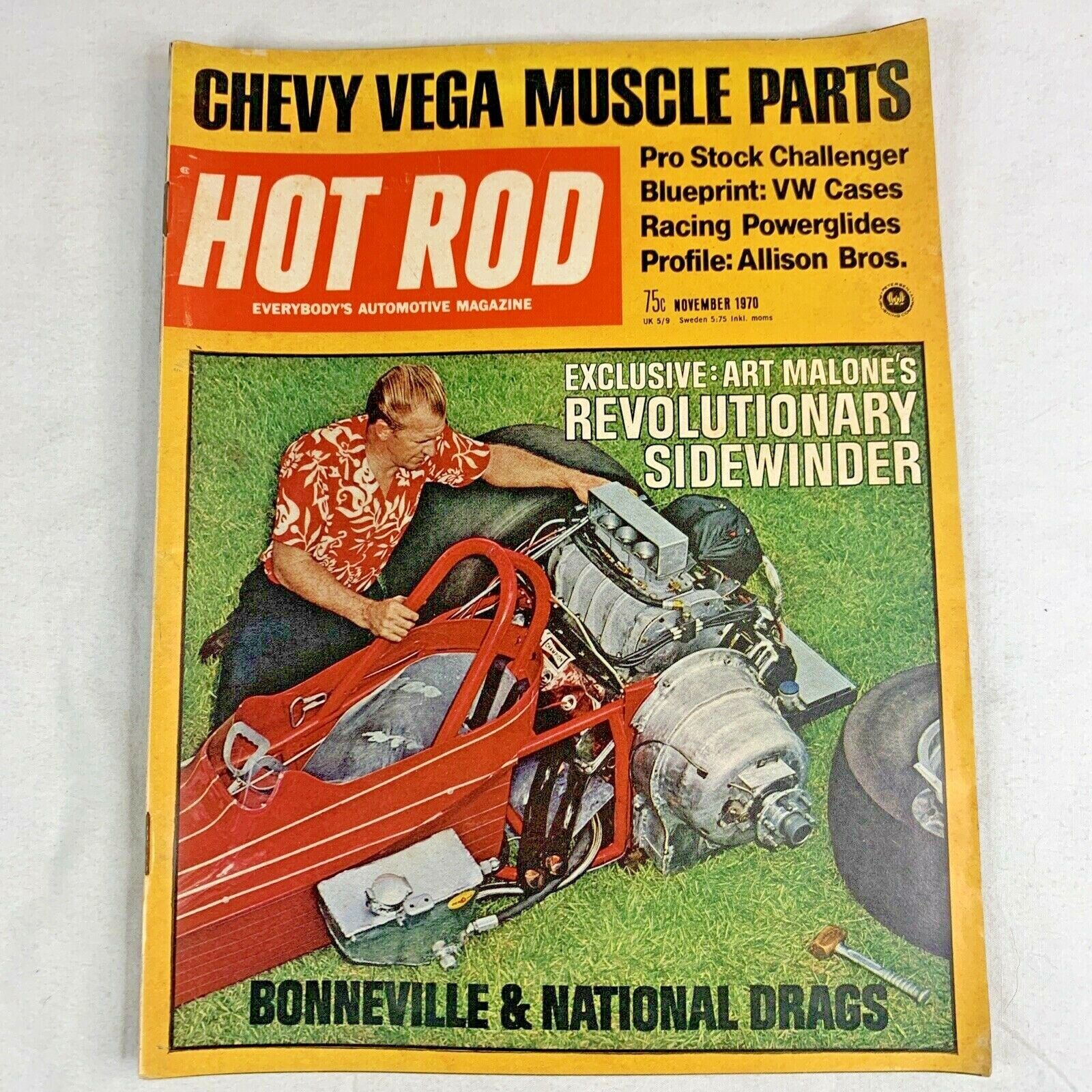 Hot Rod Magazine Vintage Chevy Vega Hurst Harley Performance November 1970