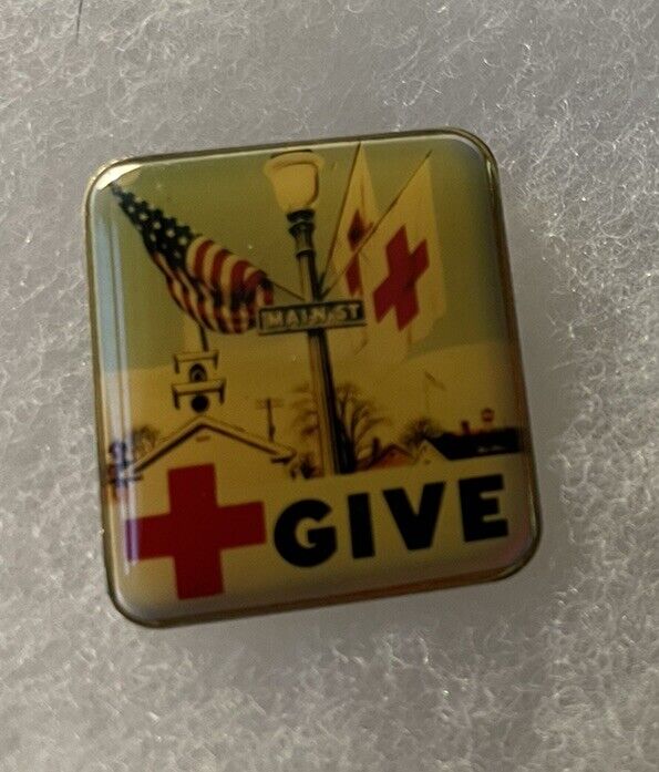 Vintage Red Cross Give  Pin Back