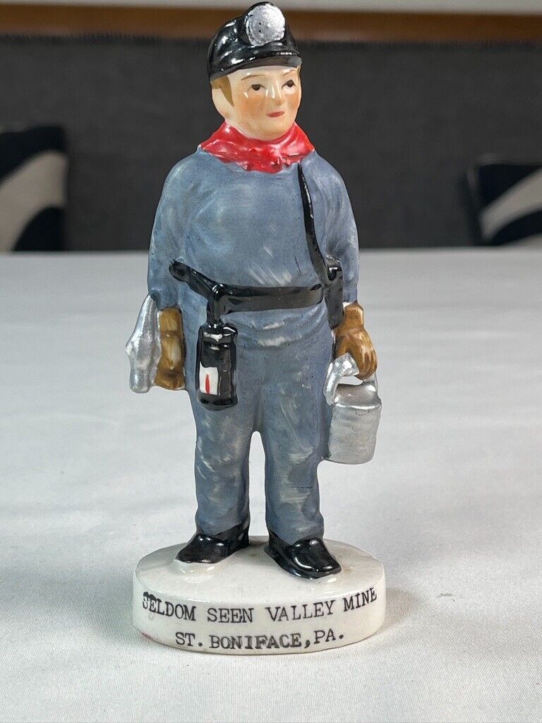 Vintage COAL MINER Figurine - Seldom Seen Valley Mine - St. Boniface PA - Japan