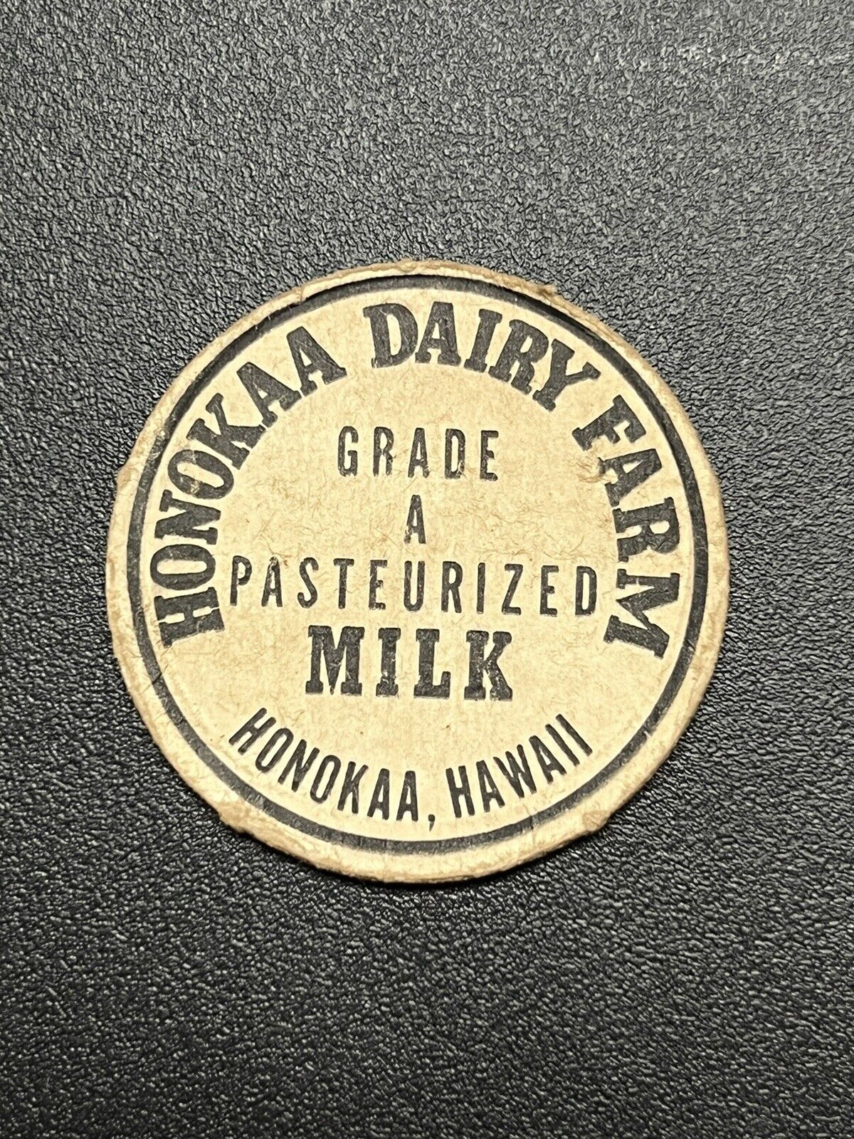 Hawaii Milk Cap - Honokaa Dairy Farm Grade A Pasteurized Milk Honokaa Hawaii