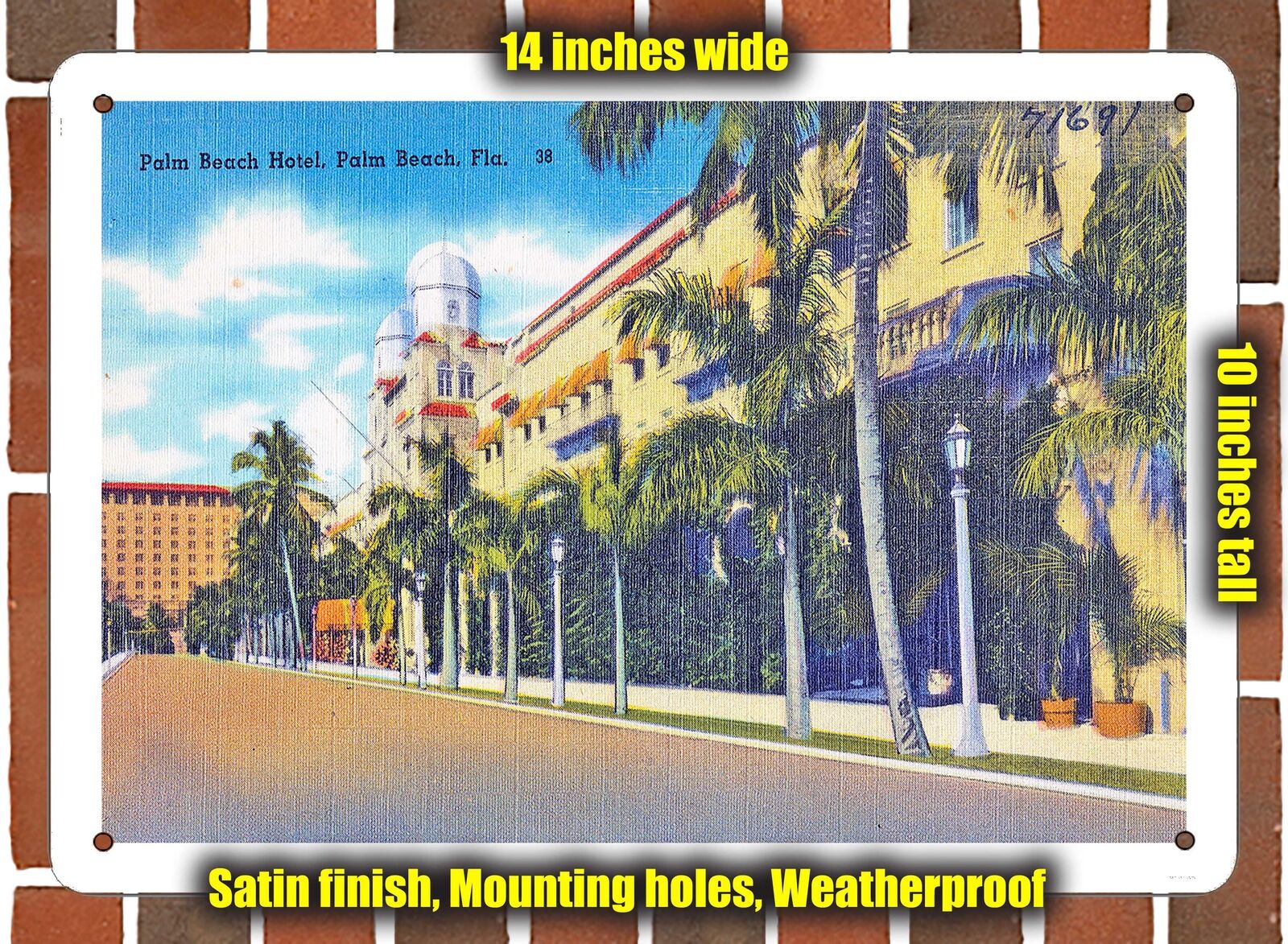 METAL SIGN - Florida Postcard - Palm Beach Hotel, Palm Beach, Florida