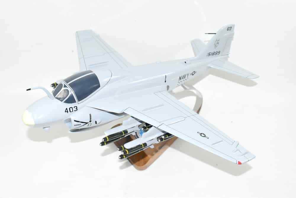 VA-155 Silver Foxes (1991) A-6 Intruder Model, 1/36th Scale, Mahogany, Navy