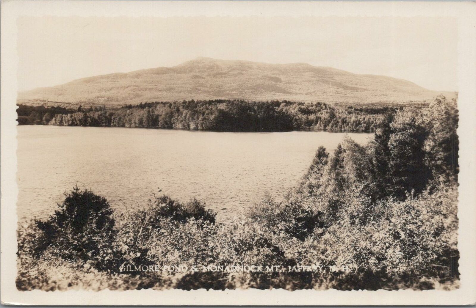 RPPC Postcard Gilmore Pond & Monadnock Mt Jaffrey NH 