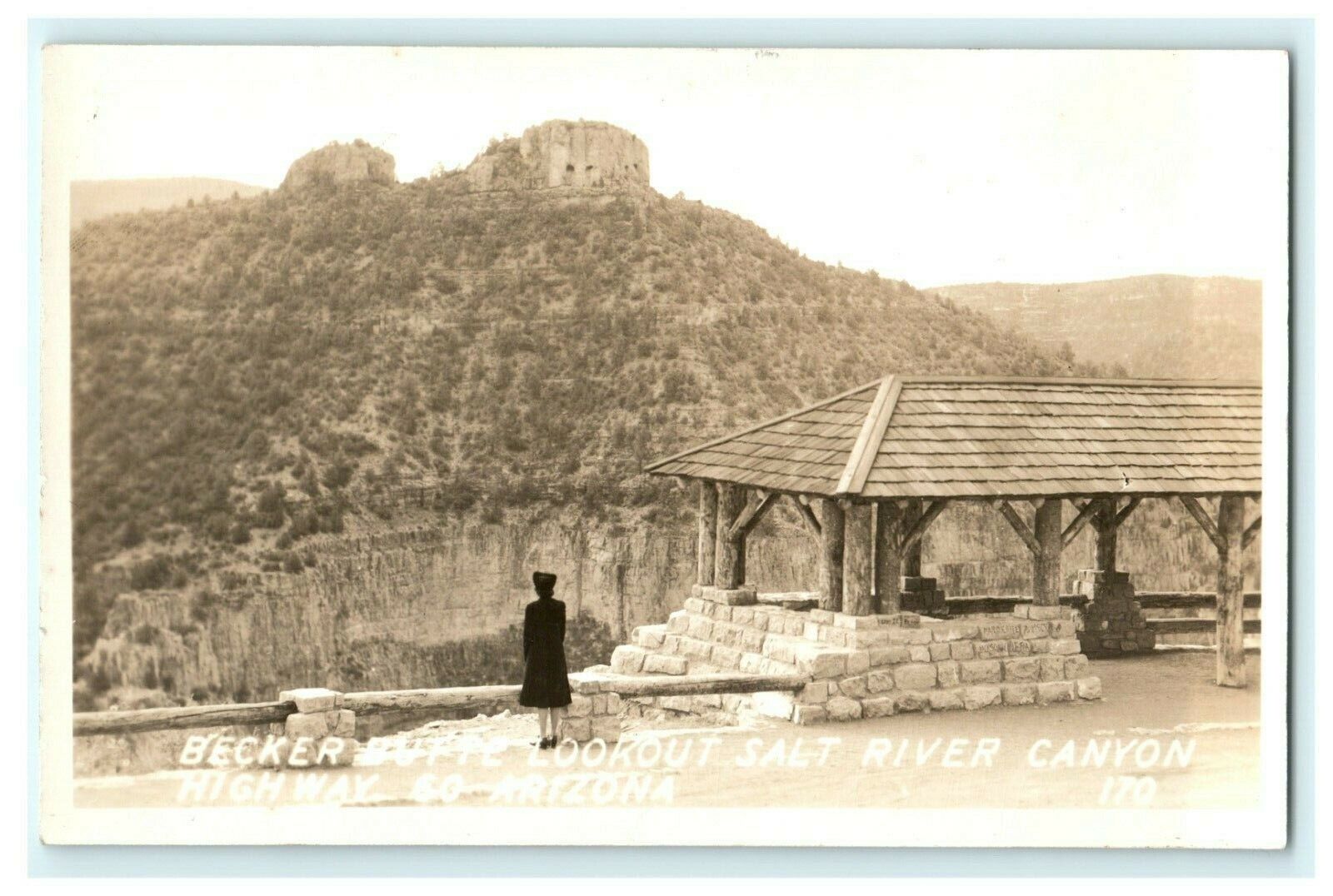 Becker Butter Lockout Woman Salt River Canyon Highway AZ Vintage RPPC Postcard