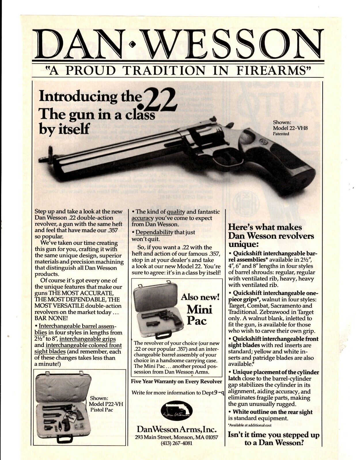 1979 Print Ad  Dan Wesson A Proud Tradion in Firearms Introducing Model 22-VH8