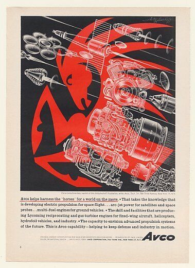 1963 Avco Lycoming Aircraft Engines Artzybasheff art Ad
