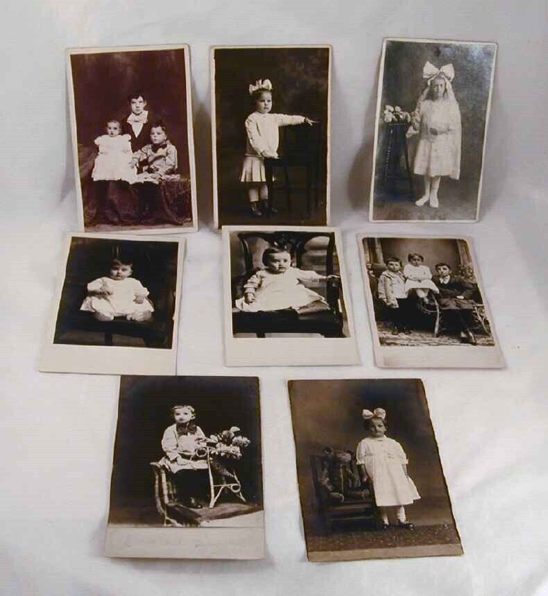 8 Antique Azo Cyko & Solio Real Photo Post Cards Young Children & Babies PA