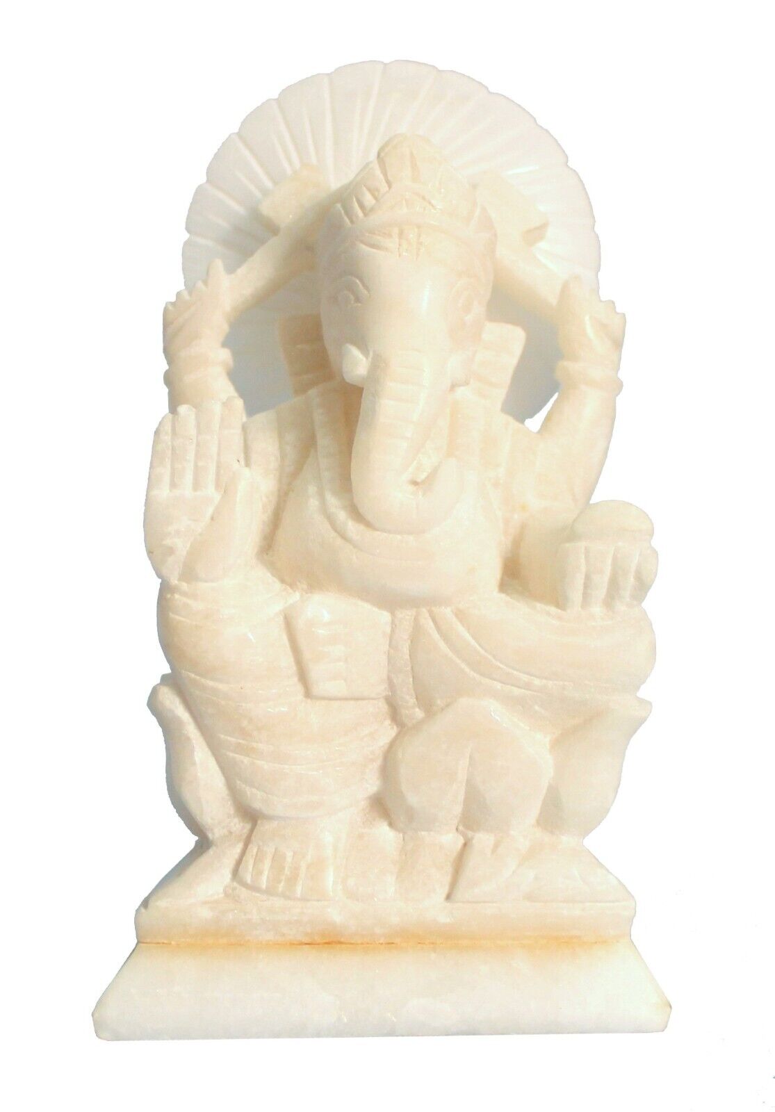 Decorative Marble Ganesha Murti Idol Statue Religious Gift Item, 7 Inches, White