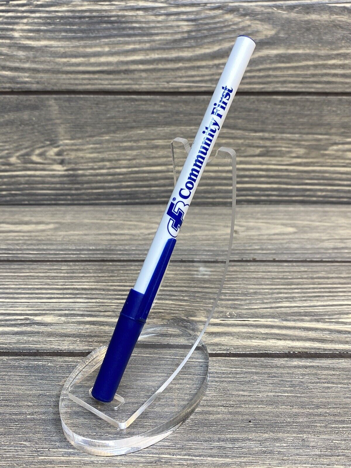Vintage Pen Bic Community First White With Blue Cap￼