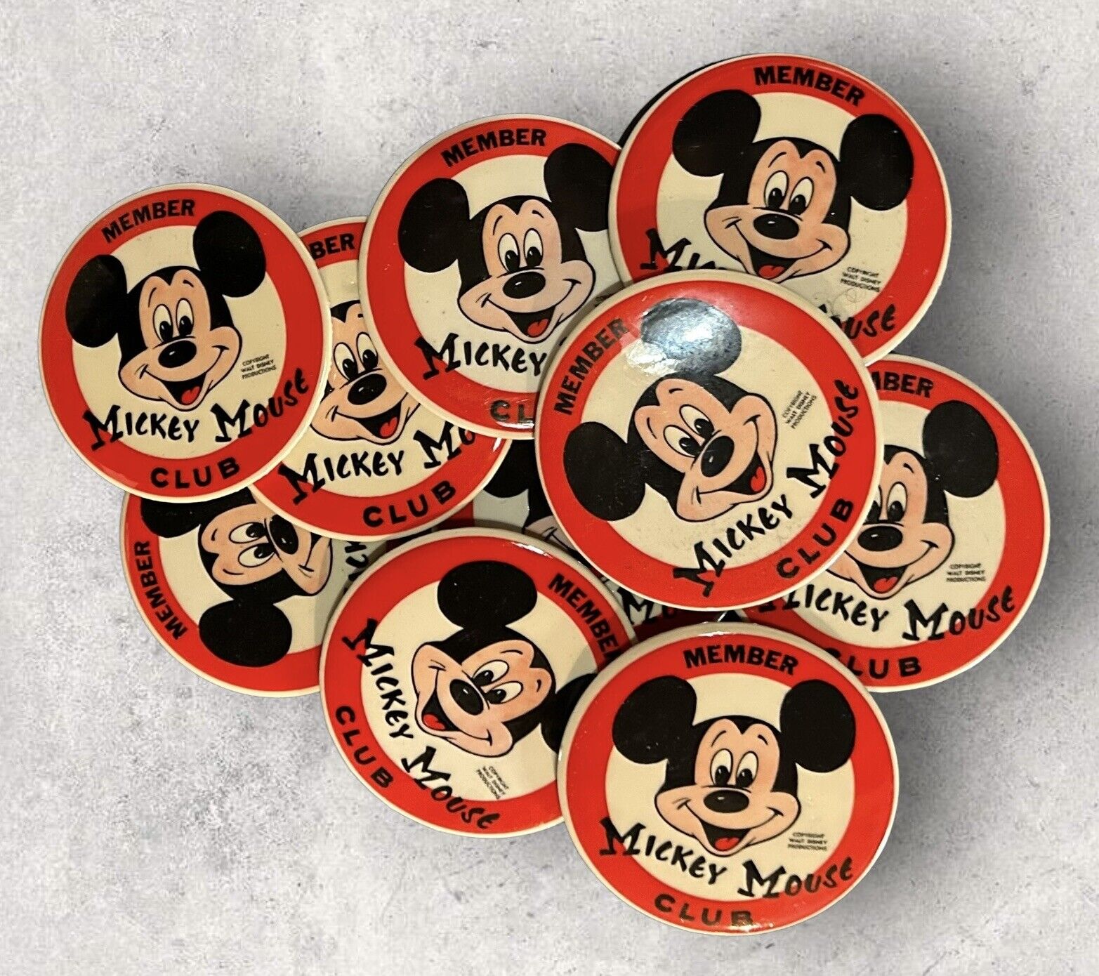 Lot Vintage ORIGINAL MICKEY MOUSE CLUB, Walt Disney Productions Pin X10 Member