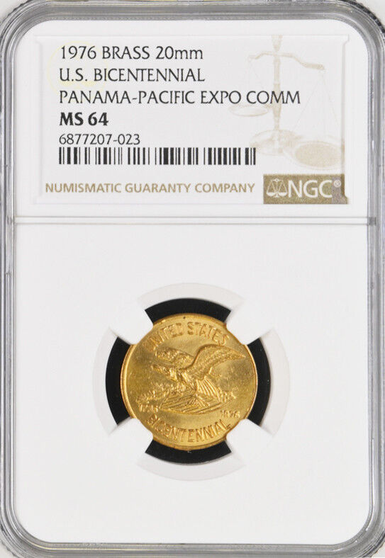 1976 US Bicentennial Medal, w/ 1915 Panama-Pacific rev., MS64 NGC, Eagle Token