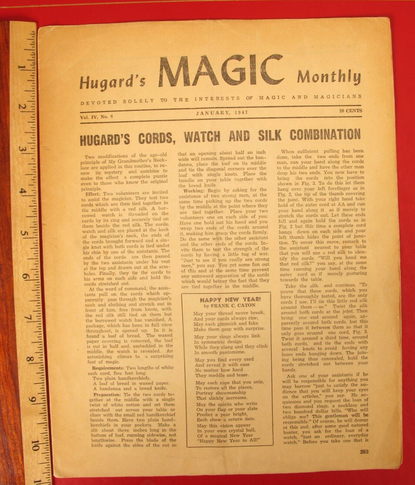 VINTAGE 1947 MAGIC TRICKS HAGARDS MAGIC MONTHLY MAGAZINE BOOKLET RARE 