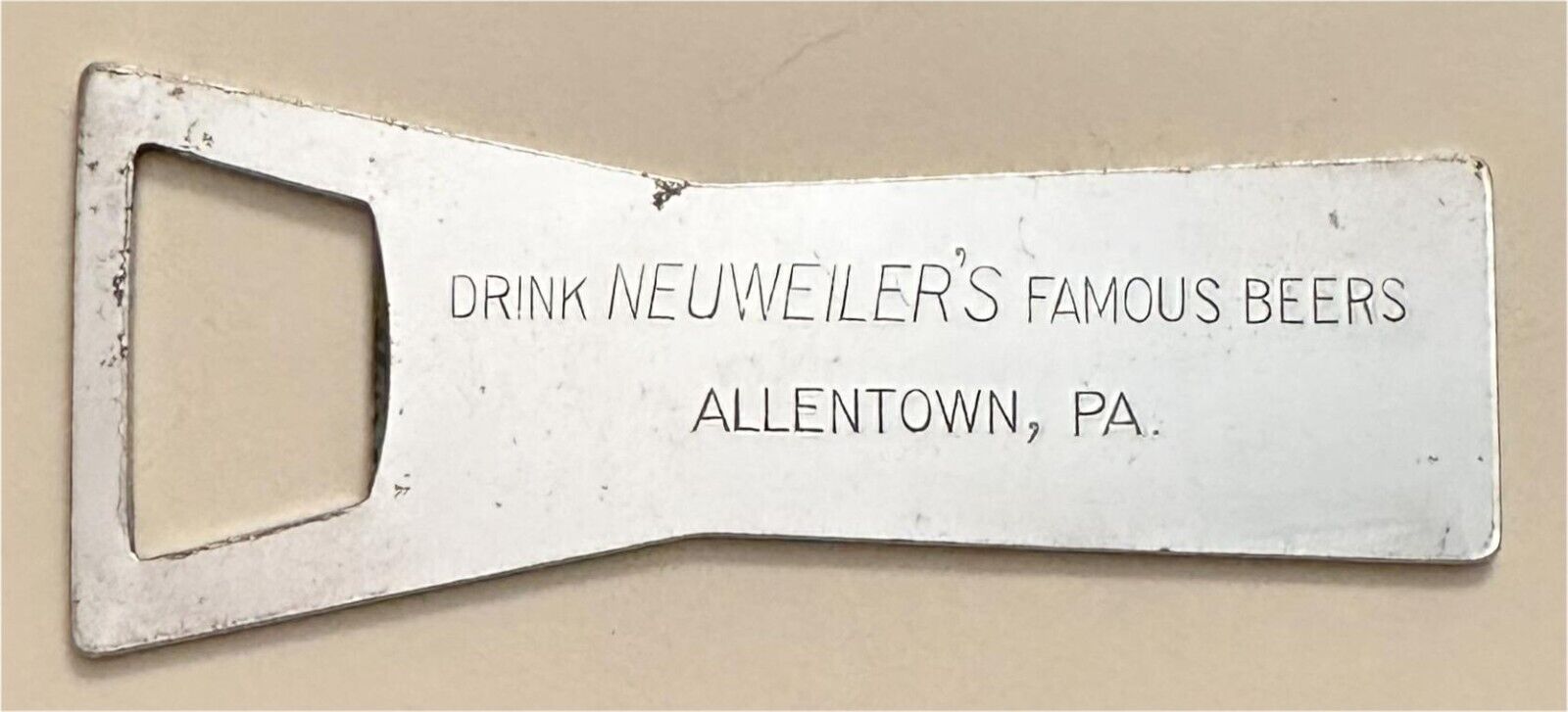 1930s Neuweiler Famous Beer Allentown Pennsylvania Bottle Opener C-24-4