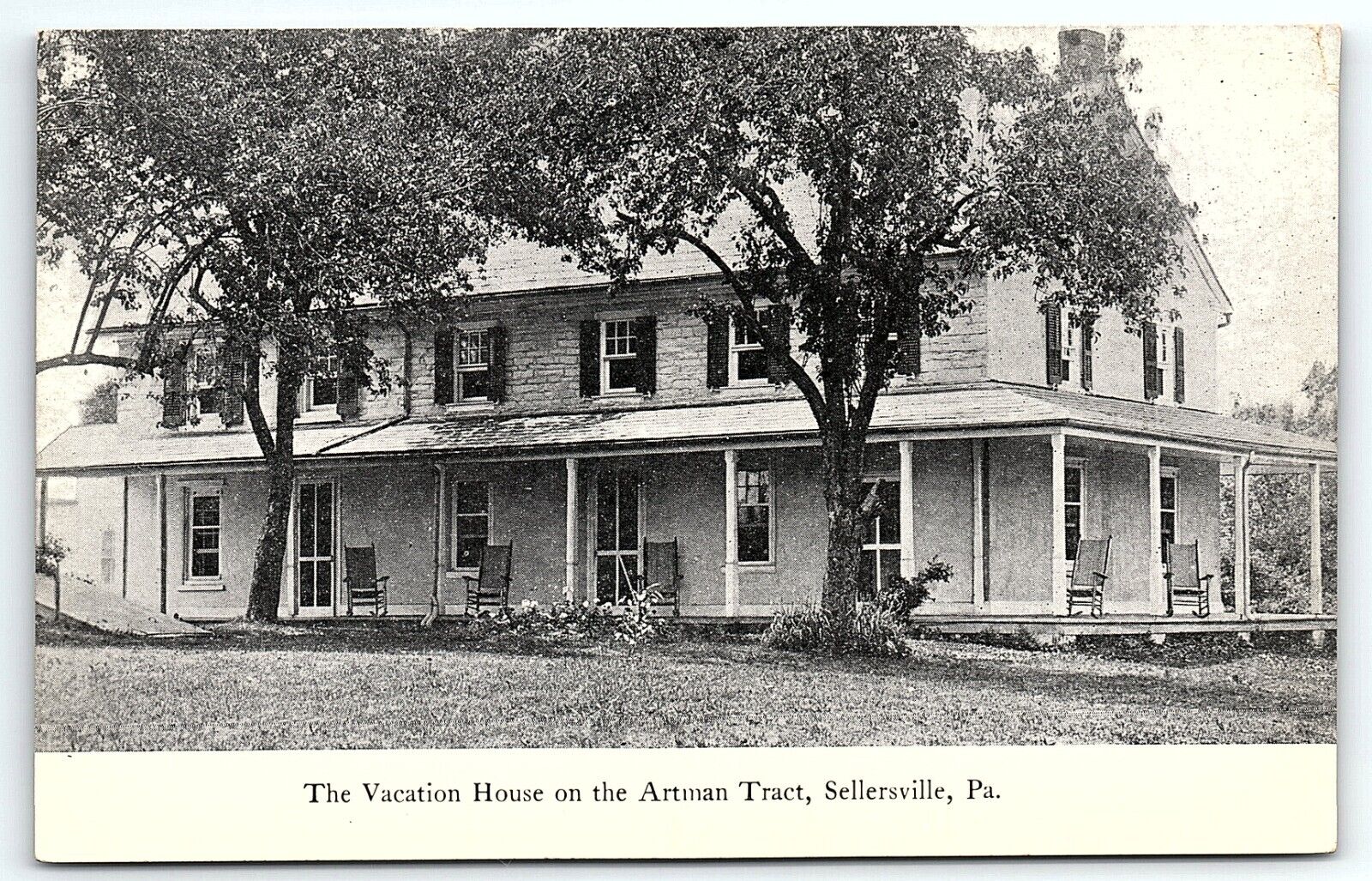 c1910 SELLERSVILLE PA VACATION HOUSE ON THE ARTMAN TRACT UNPOSTED POSTCARD P4028
