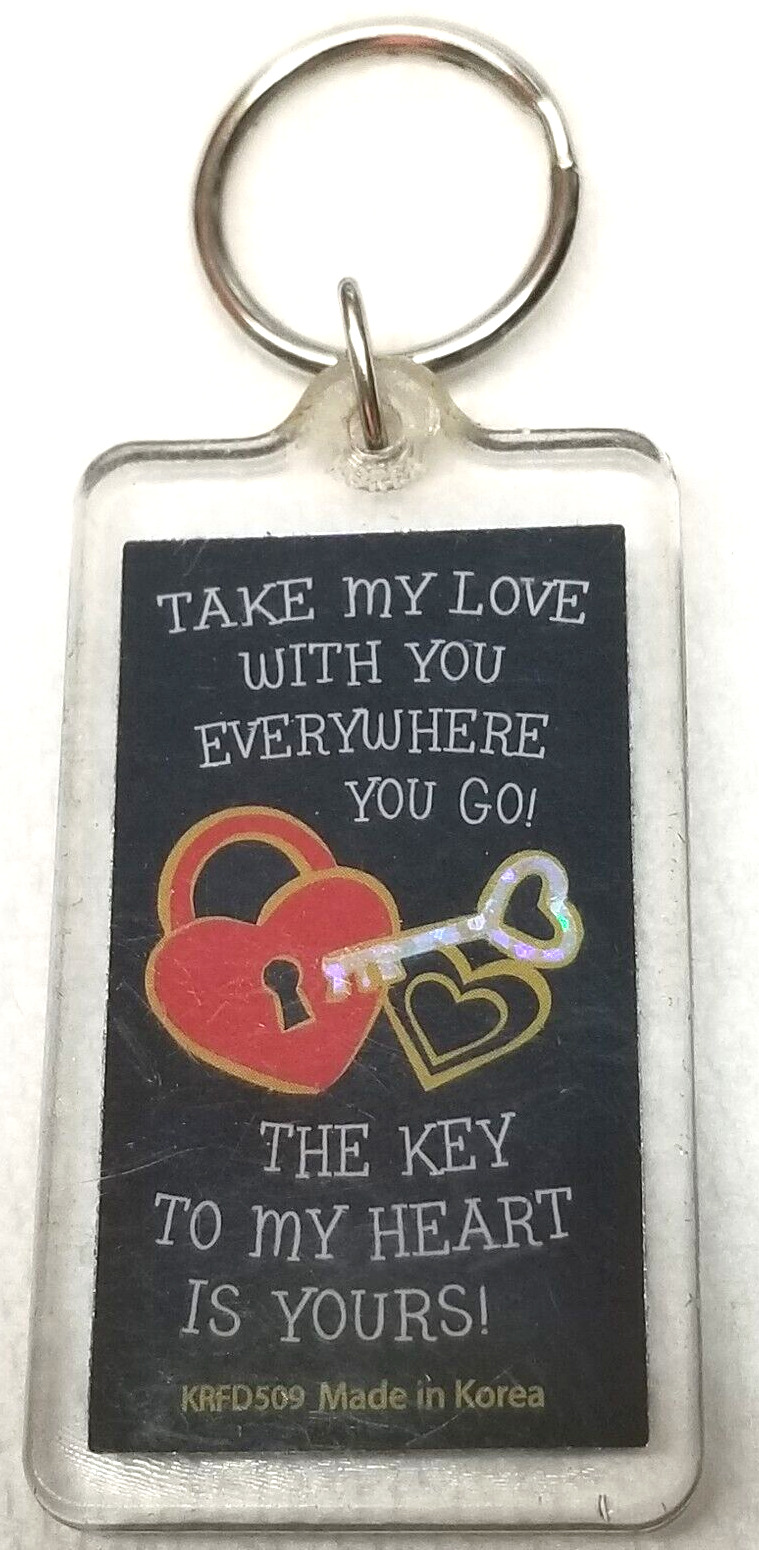 The Key to My Heart Keychain Take My Love Wherever You Go Plastic Vintage