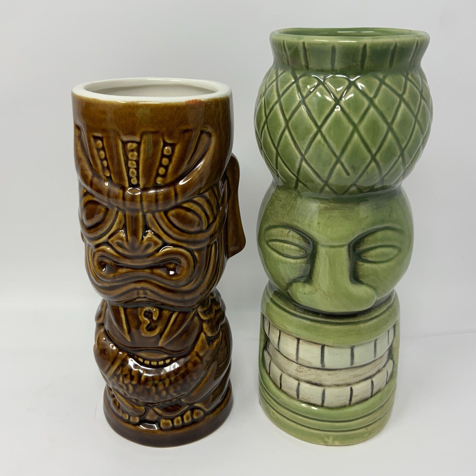 Lot Of 2 TIKI LIN Tropical Cocktail Mug Glass Drinkware Hawaiian Ceramic Barware