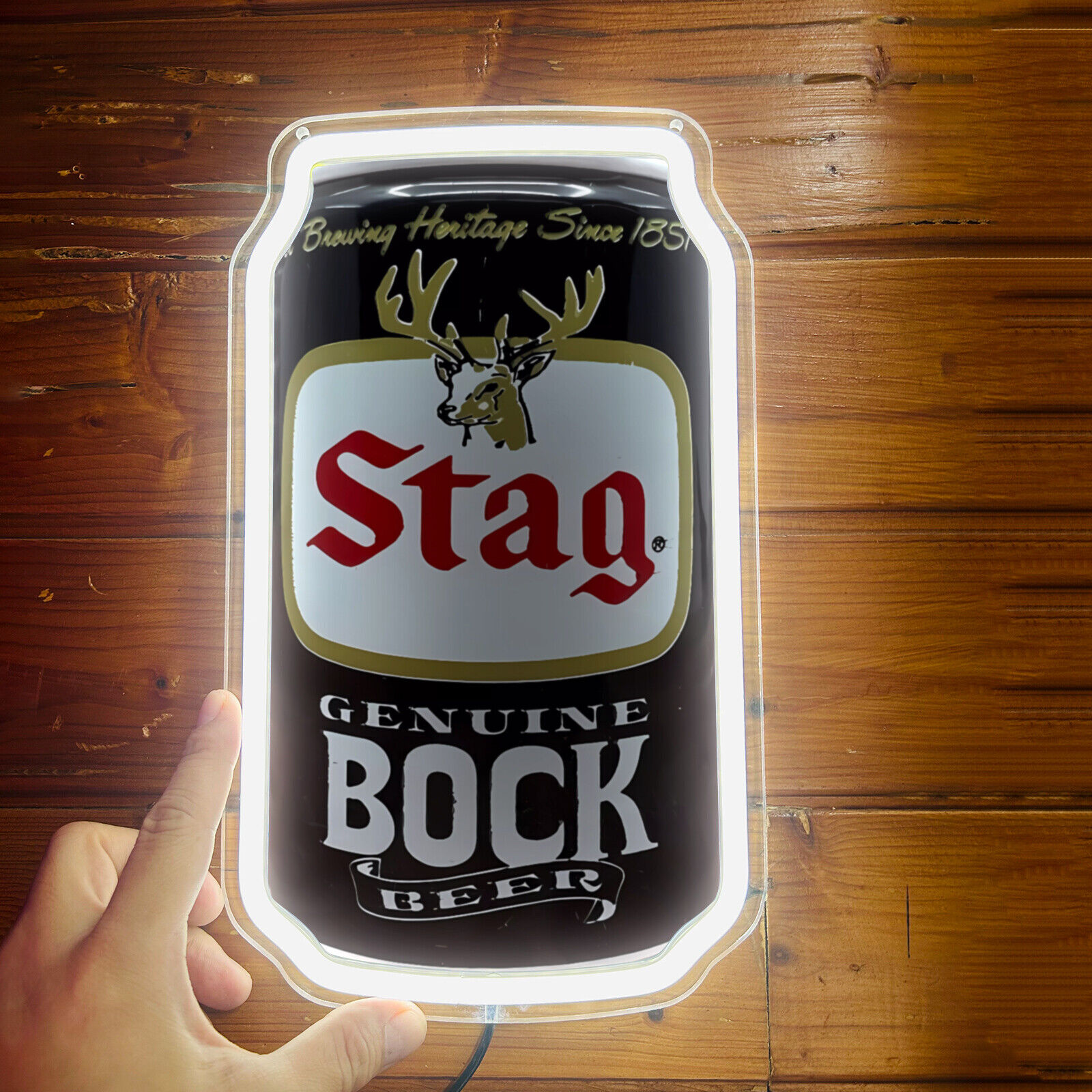 Stag Genuine Bock Beer Can Bar Poster Room Decor Silicone LED Neon Light Sign R1