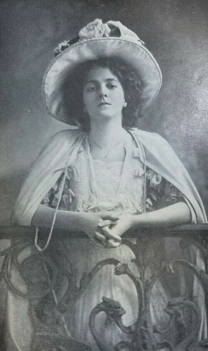 1908 Vintage Magazine Illustration Actress Elsie Janis